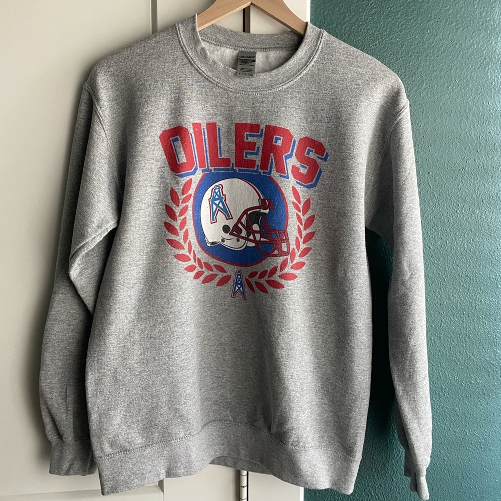 Vintage print Houston Oilers Pullover Crew Sweatshirt